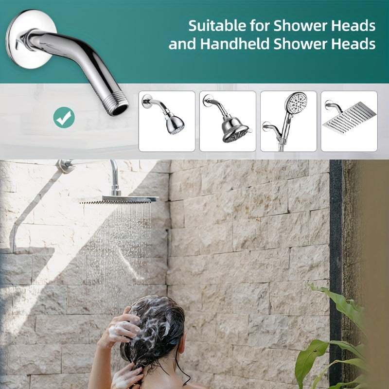 1pc Brazo de Ducha de Acero Inoxidable, Montado en la Pared, Se Conecta a la Cabezal de Ducha Fijo, Acabado Pulido, Accesorio Redondo para Baño