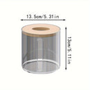 Caja de Pañuelos Transparente Redonda con Tapa de Bambú, Contenedor de Almacenamiento de Plástico para Baño y Sala de Estar, Creativo, para Escritorio, Papel Higiénico