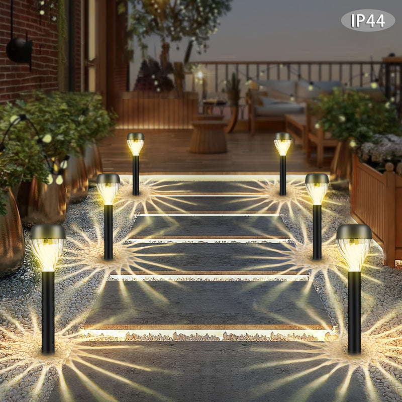 8/10 piezas de luces solares LED para jardín SolarFlare, diseño de cascada elíptica, montaje empotrado en ABS, acabado pulido, control con interruptor, batería de níquel solar, iluminación no desmontable para caminos, jardín, patio, pasillos y paisajismo