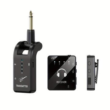 Sistema de monitorización inalámbrica en el oído, 2.4GHz IEM con transmisor y receptor de lavalier, carga USB, Plug and Play, bajo ruido, larga duración de la batería, para músicos, estudio, ensayo de banda, presentación en vivo - Resina ABS negra