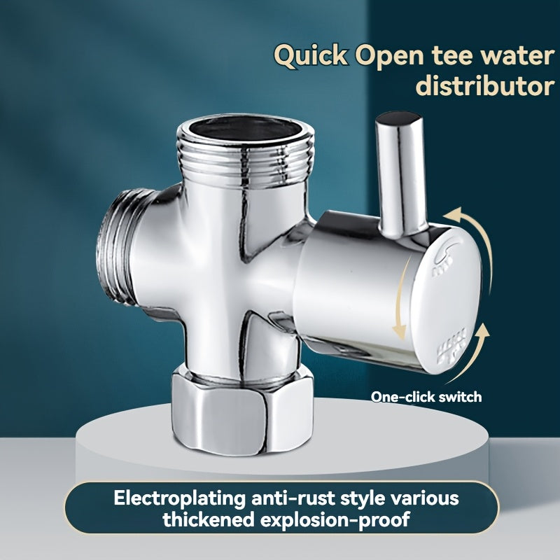 Válvula de ángulo de tres vías con una entrada y dos salidas, válvula de salida doble para el hogar con interruptor, distribuidor de ducha, válvula distribuidora de cabezal de ducha, diámetro de 20 mm, 3 vías, sistema de ducha universal de reemplazo, ada