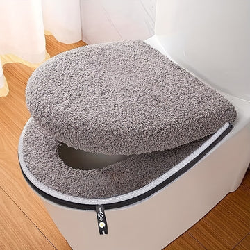 Funda gruesa para inodoro de invierno, juego doble con cremallera, cojín de baño con asa, suave y firme, lavable a máquina, ideal para el hogar, para hombres y mujeres, perfecta para el invierno, regalo ideal para familiares y amigos
