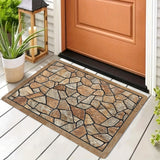 Tapete de área con patrón de piedra rústica - Rectangular, antideslizante, lavable en máquina, tapete de poliéster para el hogar, baño y decoración de granja, baño