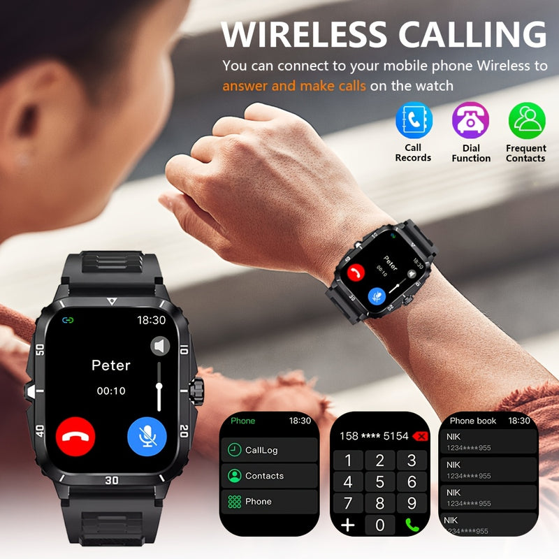 Reloj inteligente nuevo para hombre y mujer, alarma, pantalla de 2.01 pulgadas, notificaciones de mensajes, conexión con teléfono, reproductor de música, múltiples modos deportivos, compatible con iPhone y Android