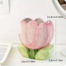 Soporte de cepillo de maquillaje floral, taza de lápiz de escritorio, accesorio de almacenamiento decorativo para oficina y dormitorio, no necesita electricidad, regalo único para Halloween y Navidad (1 pieza)