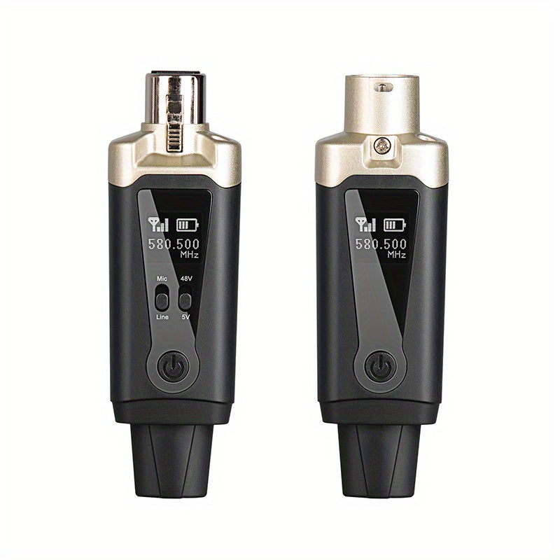 Sistema de micrófono inalámbrico LMBGM 48V, XLR a Lightning/Mixer/Amp de guitarra enchufado, carga USB-C, 1.0W, 2.5W potencia máxima, micrófono dinámico y capacitivo para producción de música, mejora de calidad de sonido, regalo ideal de Navidad, transmi