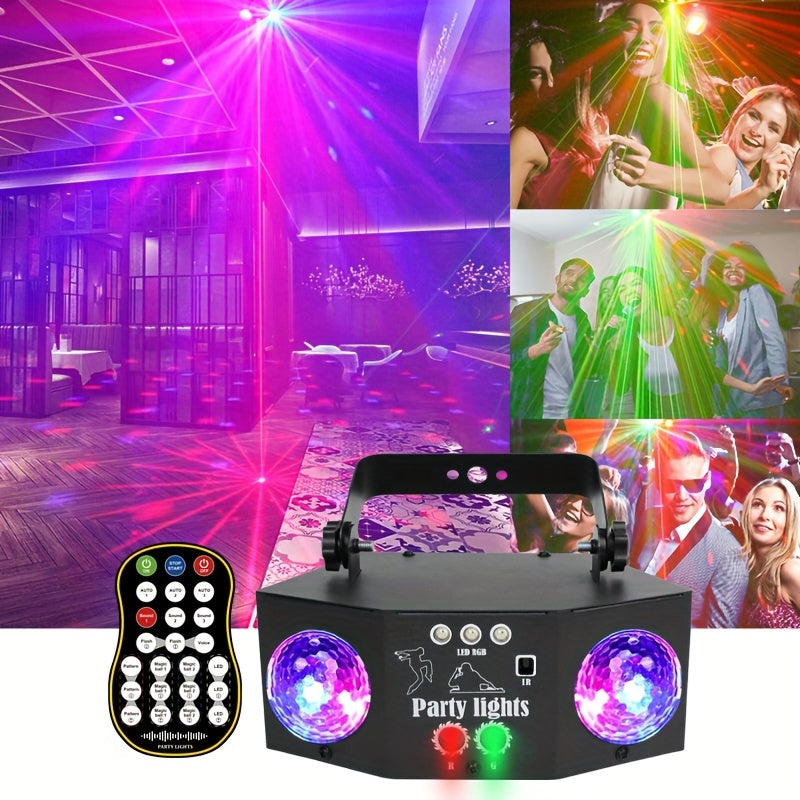 Luces de fiesta YSH - Sistema de iluminación LED de doble bola de disco comercial con control remoto, luces de proyección cambiantes de color para fiestas de DJ, eventos y festivales, ideales para Halloween, Navidad, Acción de Gracias, Año Nuevo, Día de