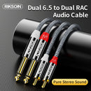Cable de audio doble 2RCA a doble 6.35mm, cable de interconexión de audio estéreo doble 1/4 de pulgada TS a doble RCA trenzado de nailon compatible con guitarras, altavoces, sistemas estéreo domésticos Eid Al-Adha Mubarak