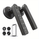 Cerradura inteligente biométrica 5 en 1 con huella digital, entrada sin llave, compatible con app, tarjeta IC, contraseña y llave, 99% de precisión, inalámbrica, acabado negro en aleación de zinc, alimentada por batería con carga USB, sin necesidad de ca