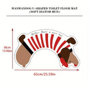 1pc Alfombra de baño linda de dibujos animados en forma de U, alfombra antideslizante de barro de diatomeas y goma suave, tejido de poliéster de secado rápido, hecha a máquina, solo lavado a mano, 1700 g/m² - Alfombra de suelo de baño absorbente de agua