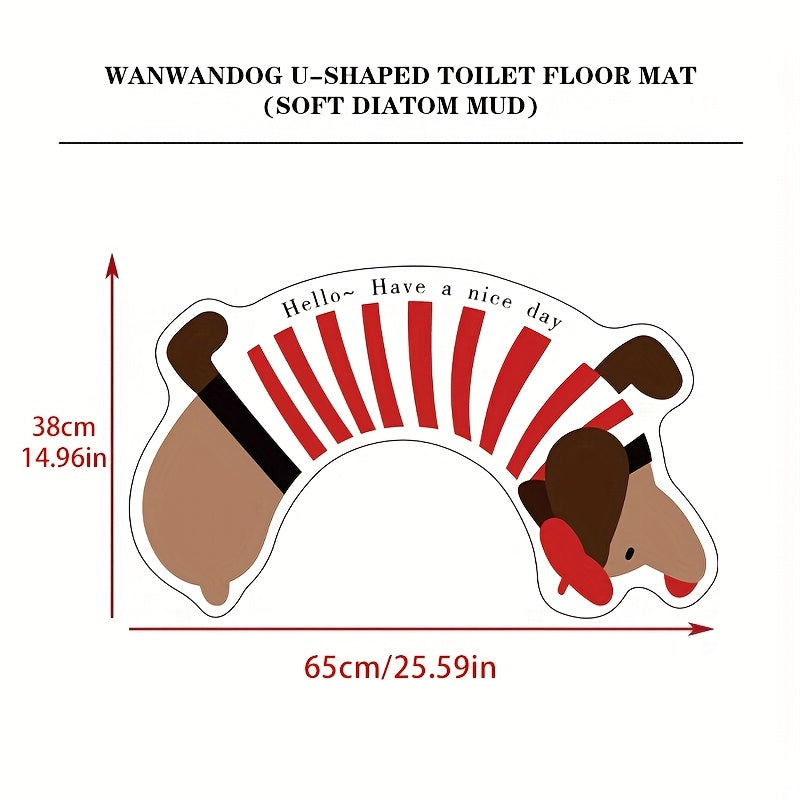1pc Alfombra de baño linda de dibujos animados en forma de U, alfombra antideslizante de barro de diatomeas y goma suave, tejido de poliéster de secado rápido, hecha a máquina, solo lavado a mano, 1700 g/m² - Alfombra de suelo de baño absorbente de agua