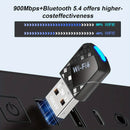 Conector de red inalámbrico AX900Mbps USB WiFi 6 con 5,4 - 2 en 1 transmisor de red inalámbrica de doble banda para PC, portátil y escritorio - Soporte WPA3, compatible con Windows 11/10/7, doble banda 2,4G/5G, no necesita batería, modo de alimentación U