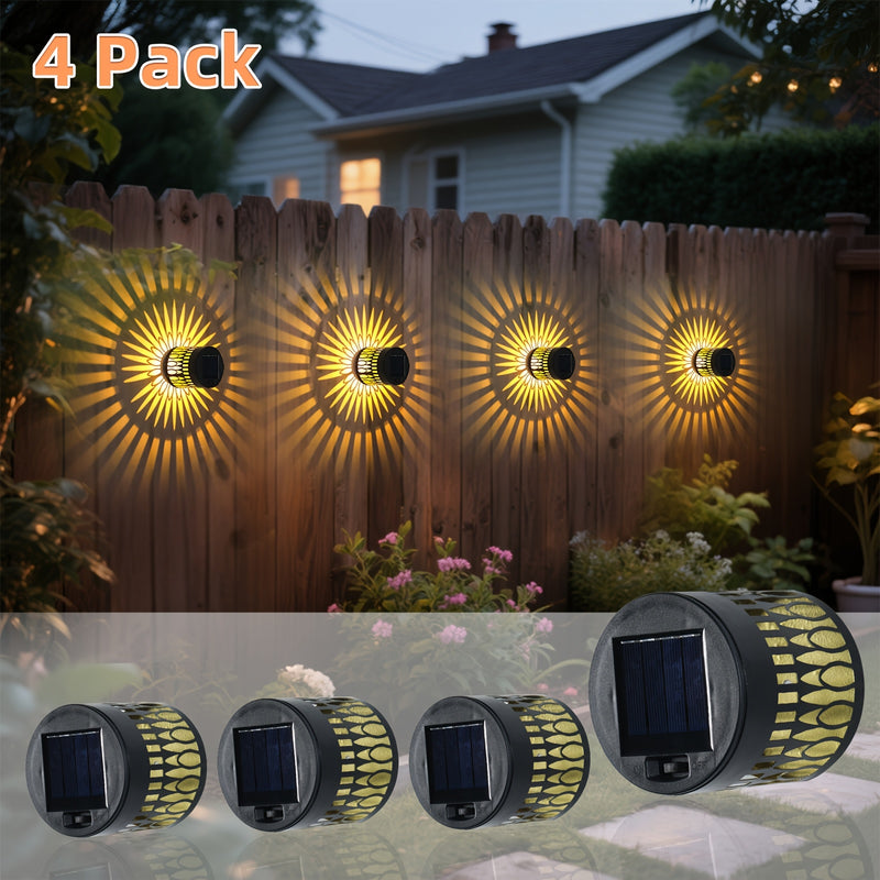 4 piezas de faroles solares para exteriores - Luces de pared IP65 de metal redondo para porche, conjunto de gran valor, luces automáticas para exteriores más brillantes para casas grandes, luces de amanecer a anochecer clásicas para puertas, pasillos y s