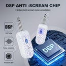 YAMNWEO Sistema sin varillas de Guitarra 2.4GHz XLR - Audio en Tiempo Real 48K/16bit, Batería Recargable y Alimentación USB, Compatible con Guitarra Eléctrica, Bajo, Saxofón - Blanco, Transmisión para Instrumentos Musicales, Diseño Elegante del Transmiso