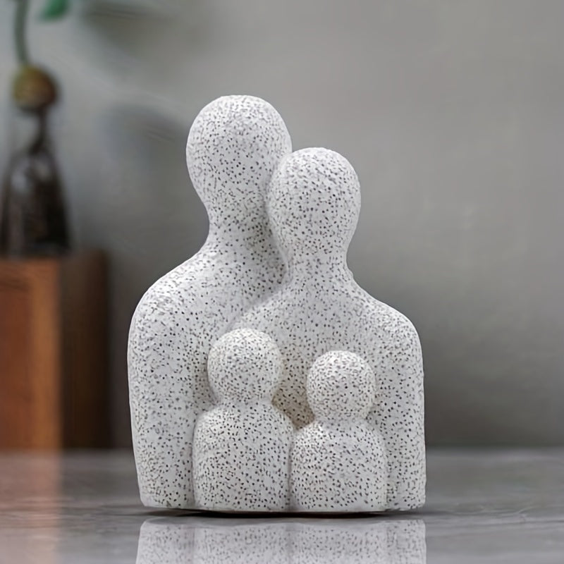 Figurilla familiar de resina blanca encantadora - Decoración artística para el hogar, perfecta para decorar habitaciones