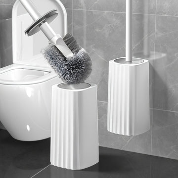 Juego de cepillo para inodoro con soporte, mango largo y diseño flexible para limpieza sin rincones, ideal para el baño