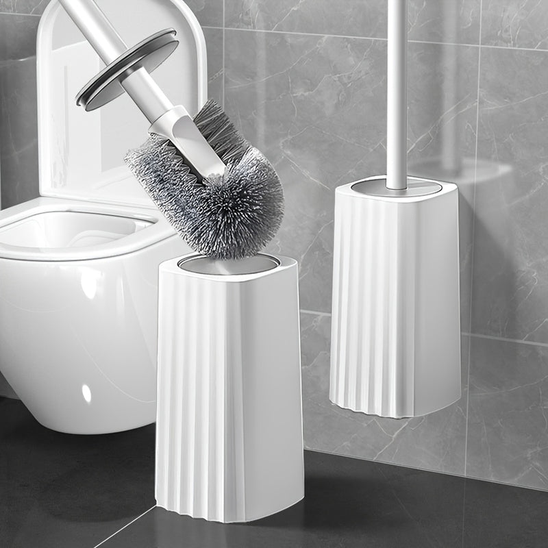 Juego de cepillo para inodoro con soporte, mango largo y diseño flexible para limpieza sin rincones, ideal para el baño