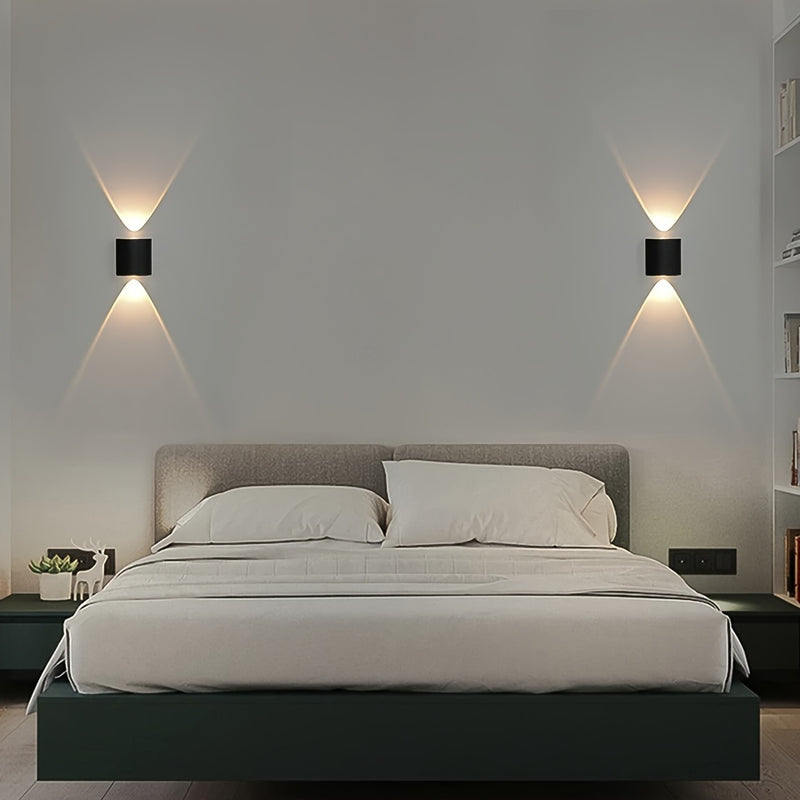 Lámpara de pared LED PIBAOGU 2W, luz moderna hacia arriba y abajo, carcasa de ABS, aplique para interior/exterior, ideal para dormitorio, baño, porche, pasillo, sala de estar, escaleras - cableado directo, 85V-265V