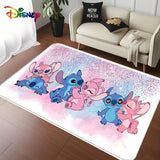 1pc Alfombra de suelo antideslizante Stitch, poliéster rectangular, lavable a máquina, perfecta para decoración de Navidad, Día de San Valentín, Pascua