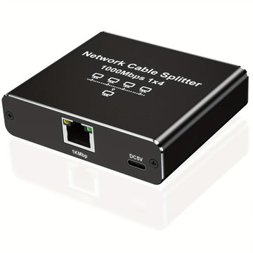 Divisor de Ethernet Gigabit de alta velocidad 1 a 4, 1000 Mbps, alimentado por USB, distribuidor de cable de red, extensión LAN RJ45 para cables Cat8/7/6/5e/5, control fácil con botón, plug and play
