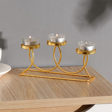 Portavelas Dorado de Múltiples Cabezas - Elegante Adorno de Mesa en Hierro con Acabado Pintura Horneada para Halloween, Navidad, Eid, Acción de Gracias - Sin Necesidad de Electricidad