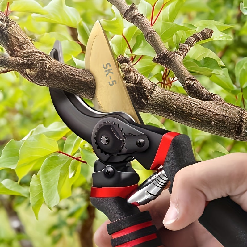 Tijeras de Poda Profesionales de Acero al Carbono con Hoja Afilada SK-5 - Agarre Cómodo, Cortaárboles Duradero para Jardinería Doméstica y Arreglos Florales, 1pc