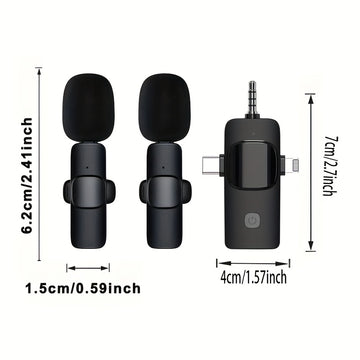 Microfono Lavalier sin varillas de Transmisión Continua Sanhe Compatible con iPhone y Teléfonos Inteligentes Tipo-C 3.5, Micrófono Profesional Mini para Solapa, Adecuado para Grabación de Video en iPad