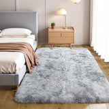 Alfombra de área de lujo gris claro y peluda - Suave, lavable a mano, alfombra rectangular de poliéster para salón o dormitorio, 40cm x 60cm, diseño elegante de borlas, fabricada a máquina, perfecta para decoración de hogar moderna, alfombras para salón