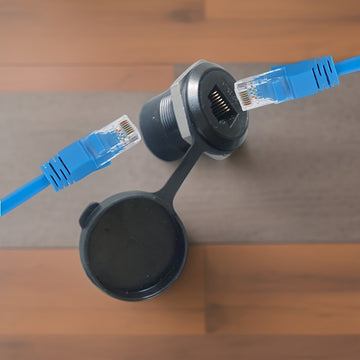 Juego de 2 o 5 Piezas de Conector Redondo con Cubierta Protectora RJ45 para Adaptador de Línea Eléctrica CAT.6, CAT.5E