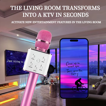 Microfono Portátil para Karaoke - sin varillas, Carga Tipo-C, Mejora de Bajos, Ideal para Fiestas, Reuniones Familiares y Regalos de Cumpleaños [4 Escenarios]
