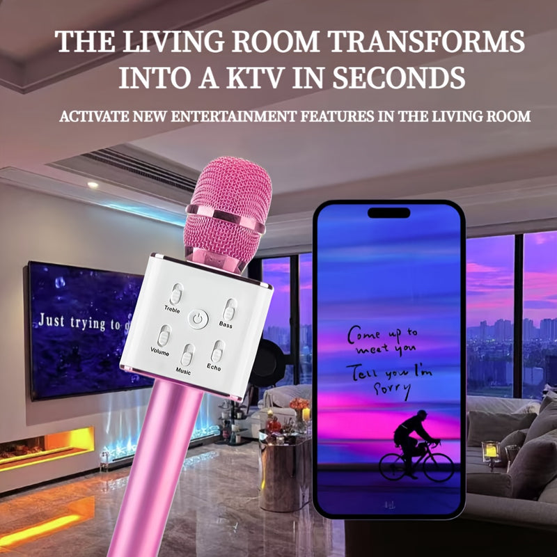 Microfono Portátil para Karaoke - sin varillas, Carga Tipo-C, Mejora de Bajos, Ideal para Fiestas, Reuniones Familiares y Regalos de Cumpleaños [4 Escenarios]