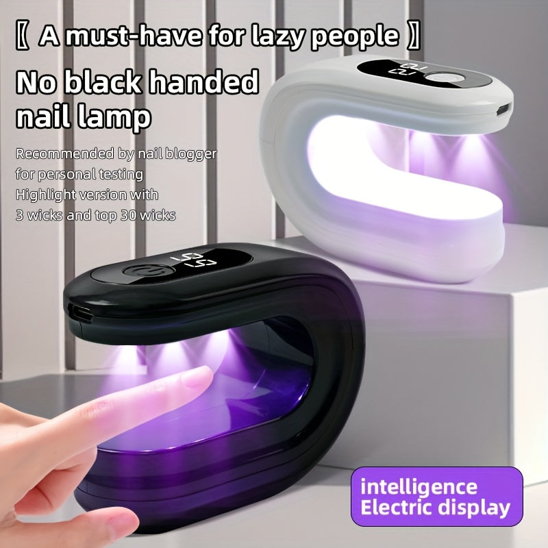 Lámpara de curado de uñas mini portátil con pantalla de visualización digital, carga USB, adecuada para peluquerías, uso en casa, viajes para endurecer uñas de gel, vida útil de la batería ultra-larga con modo de temporizador.