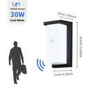 Luz de pared LED PIBAOGU 16W-30W con sensor de movimiento, IP55, alta calidad para exteriores, jardines y pasillos, 85-265V, amplio rango de voltaje, diseño negro elegante para escaleras, porches, balcones, garajes, patios, luces de patio, fijo cilíndric