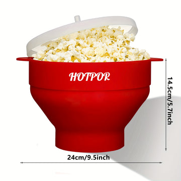 1 ud. Hacedor de Palomitas de Maíz para Microondas HOTPOP - Capacidad Grande de 3L, Bol Plegable Sin BPA, Apto para Lavavajillas, Varios Colores, Sin Necesidad de Electricidad para Noches de Cine en Familia y Fiestas, Regalos de Palomitas, Diseño Plegabl