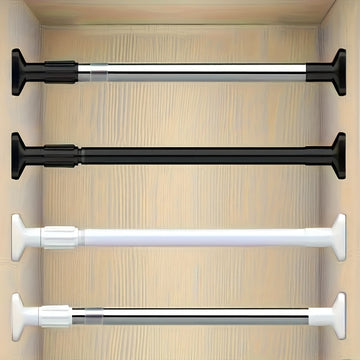 Barra extensible para cortina de baño, 50-80 cm, acero inoxidable, ajustable sin taladro, instalación por tensión, diseño duradero y ahorrador de espacio para baño y ducha