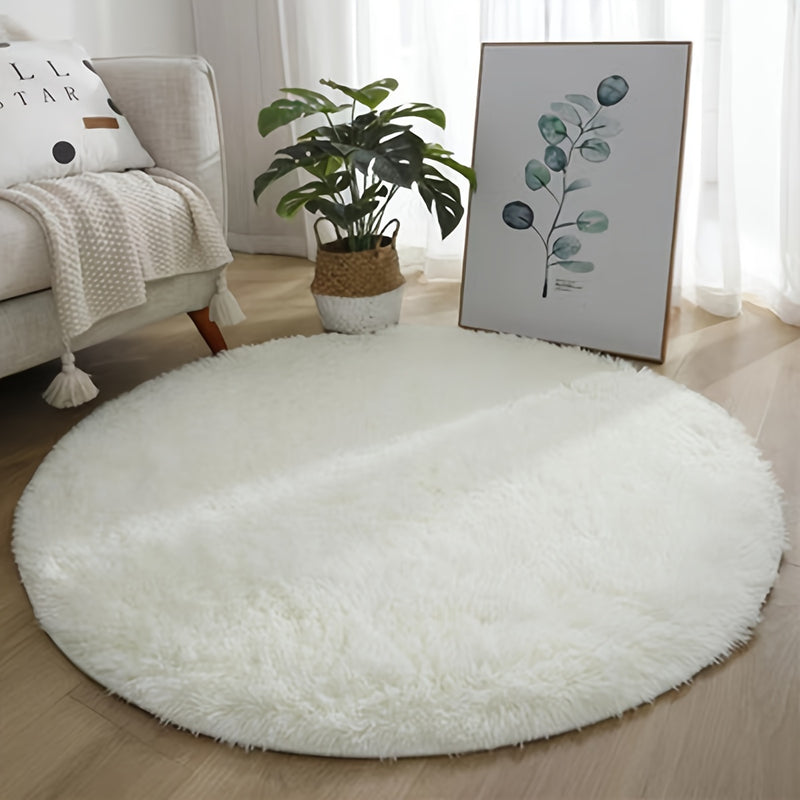Alfombra redonda mullida, antideslizante de fibra de poliéster tejida, tapete liviano hecho a máquina para sala, dormitorio, cuarto de juegos, decoración de residencia estudiantil, lavable a mano, respaldo de goma, ideal para Halloween, Pascua, Hanukkah