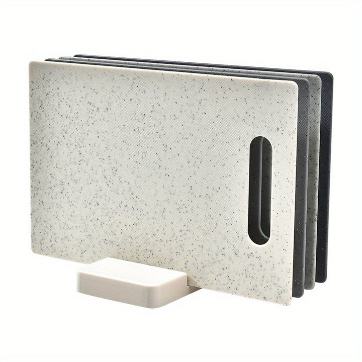 Juego de 4 tablas de cortar de plástico libres de BPA con base, seguro para lavavajillas, seguro para contacto con alimentos, prevención de contaminación cruzada, tablas de cocina multiusos