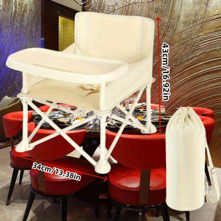 Butaca Portátil Plegable para Comidas con Correa Ajustable y Bandeja Extraíble. Cómoda para Alimentación, Ideal para la Playa o Acampada, Práctico Soporte de Huevos Cerca del Refrigerador