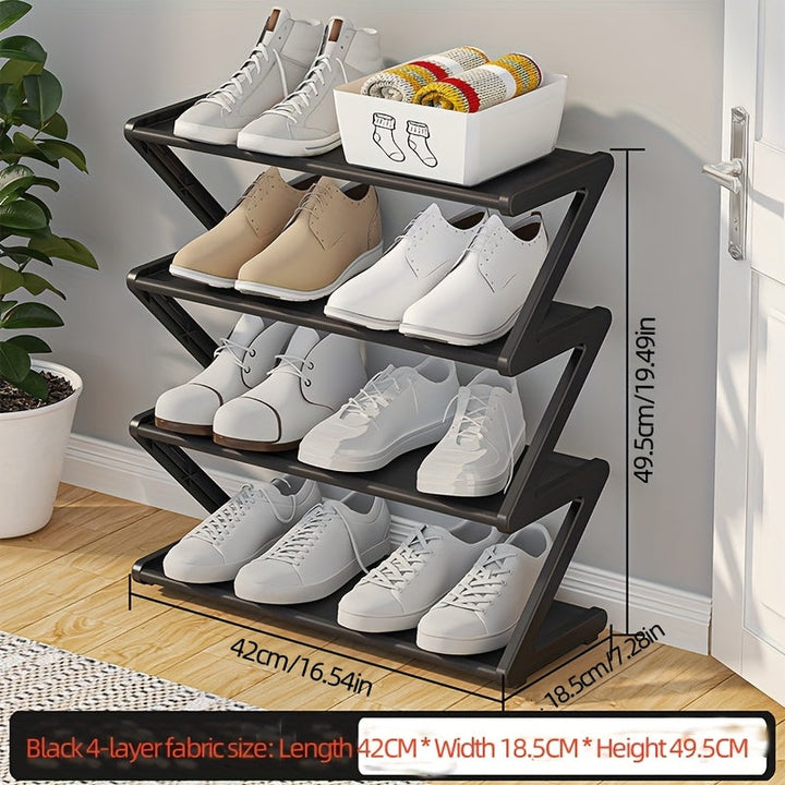1pc Estante Plegable en Forma de Z para Zapatos - Organizador de Plástico Fácil de Montar, Ideal para Hogar, Dormitorio o Entrada - Diseño Compacto, Estantería Básica, Almacenamiento Práctico y Utilitario