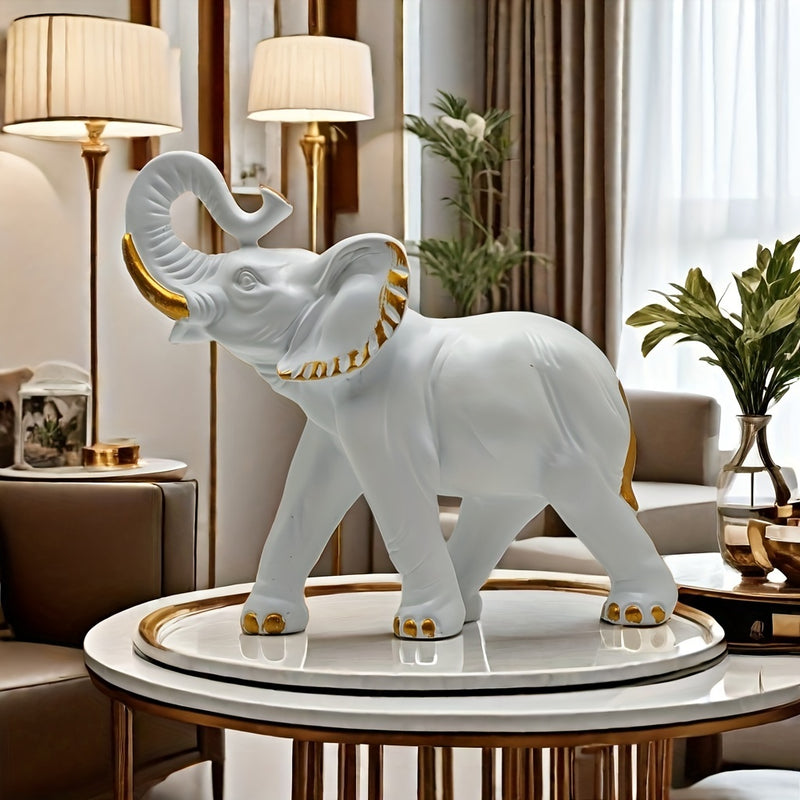 Escultura de Elefante de Resina Encantadora - Perfecta para el Hogar, Sala de Estar, Bar, Café y Decoración de Escritorio | Adorno Interior con Temática de Dibujos Animados Vibrante, Regalos de Elefante, Elefante Salvaje, Exhibición de Escritorio