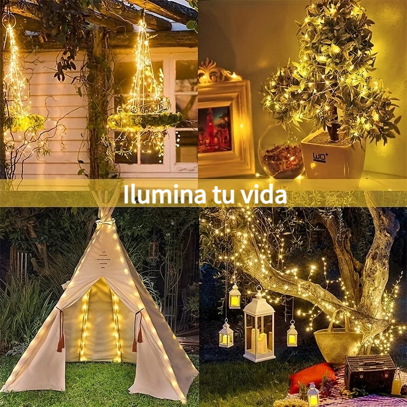 Luces de Hadas LED Solares, 32.0 metros 300LEDs Impermeables para Exteriores, Guirnalda de Luces para Jardín, Árbol de Navidad, Césped, Decoración de Casa - Alimentadas por Energía Solar con Control de Sensor de Luz