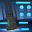 Amplificador y retransmisor de WiFi de 6 antenas - 2,4 GHz de alta velocidad inalámbrica, señal potente, modo dual con modo de seguridad WPS, alta penetración para hogar, oficina, cafetería, centro comercial - enchufe de EE. UU., extensor de WiFi para ho