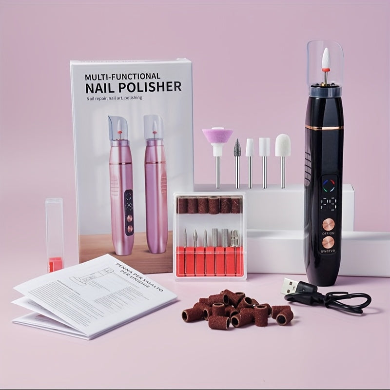 Juego de Taladro para Uñas - Herramienta profesional de manicura y pedicura con cabezales intercambiables, 20 limas y brocas. Dispositivo portátil eficiente para el cuidado de uñas alimentado por batería, voltaje de trabajo ≤36V