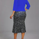 Conjunto elegante de dos piezas, Blazer de manga tres cuartos y vestido ajustado con estampado floral, Ropa de mujer.