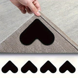 4/8/16/32pcs Pegatinas Reutilizables para Alfombras, Pegatinas Antideslizantes Lavables para Alfombras, Alfombras de Esquina para Madera Dura, Evita que las Alfombras se Muevan y Roden los Bordes, Pegatina de Alfombra en Forma de Corazón se Puede Cortar