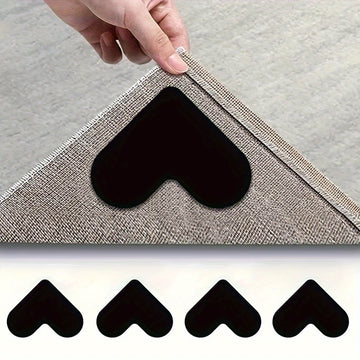 4/8/16/32pcs Pegatinas Reutilizables para Alfombras, Pegatinas Antideslizantes Lavables para Alfombras, Alfombras de Esquina para Madera Dura, Evita que las Alfombras se Muevan y Roden los Bordes, Pegatina de Alfombra en Forma de Corazón se Puede Cortar