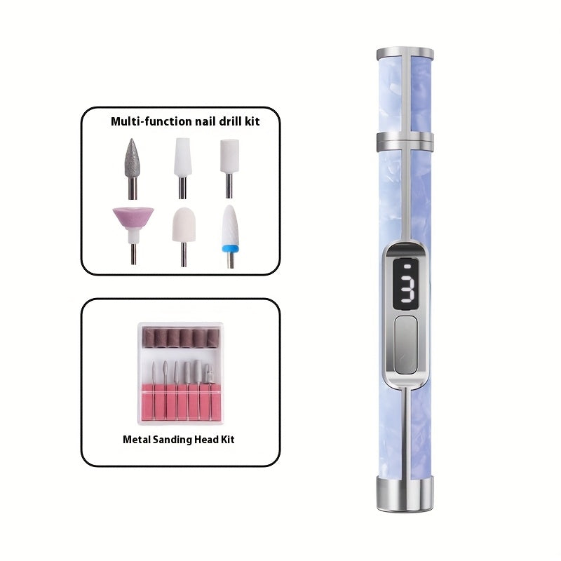 Drill de uñas eléctrico con puerto USB, conjunto de uñas acrílicas profesionales, perfecto para diseños de uñas y salones en casa. Tiene todas las herramientas que necesitas para manicuras, pedicuras, pulido y modelado. Es un must-have total y hace un re