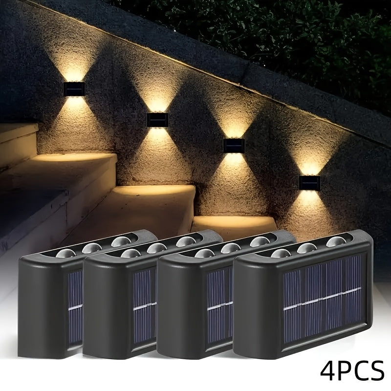 6 lámparas de pared LED, eficientes energéticamente, con carga solar, montaje semiempotrado, construcción de metal con pantalla de PVC, ideales para iluminación exterior e interior, lámparas de pared modernas, duraderas, apliques de pared para exteriores
