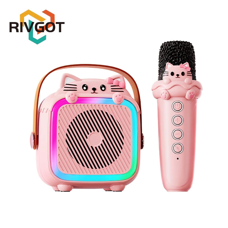 Máquina de karaoke mini para niños y adultos, lindo altavoz portátil inalámbrico con micrófono y luces coloridas, altavoz para fiestas familiares para niñas de 3 a 12 años, regalo perfecto para cumpleaños y Navidad.