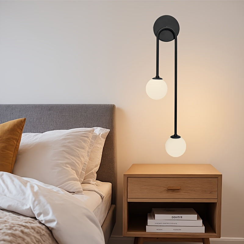 2 luces de pared de doble cabeza en forma de U con sombreros de plástico, cuerpo de hierro - Opciones negras y doradas, montaje semienterrado para dormitorio, sala de estar, cocina, estudio - Base de bombilla G9, cableado no incluido, iluminación de dorm